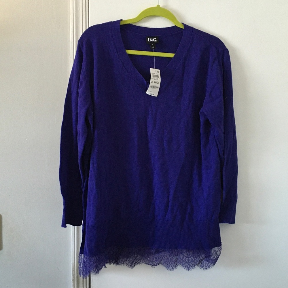 INC International Concepts Purple V-Neck Sweater